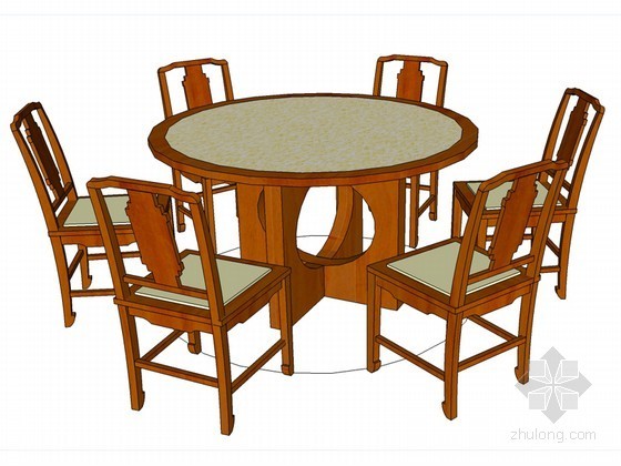 圆形餐桌su模型资料下载-圆形餐桌SketchUp模型下载