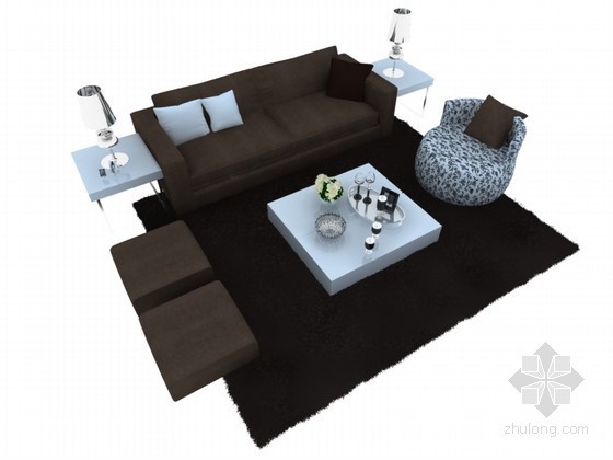90平现代简约装修模型资料下载-现代简约沙发3D模型下载