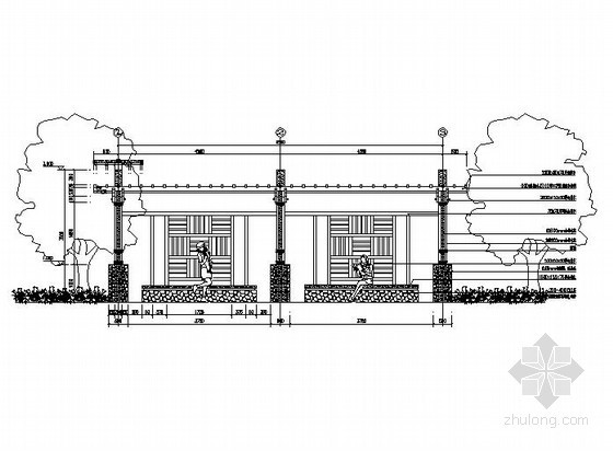 条石坐凳CAD详图资料下载-半弧型带座凳花架施工详图