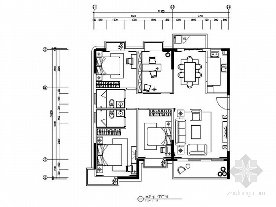 广州居住区项目施工图资料下载-[广州]豪华居住区现代典雅四居室样板间装修施工图（含效果）