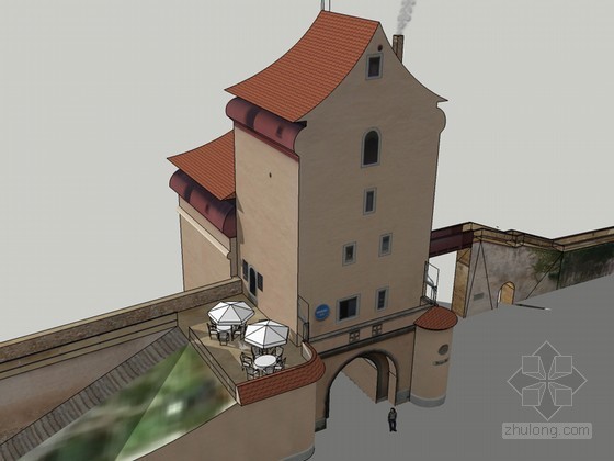 城门和议会大厦资料下载-城门建筑SketchUp模型下载