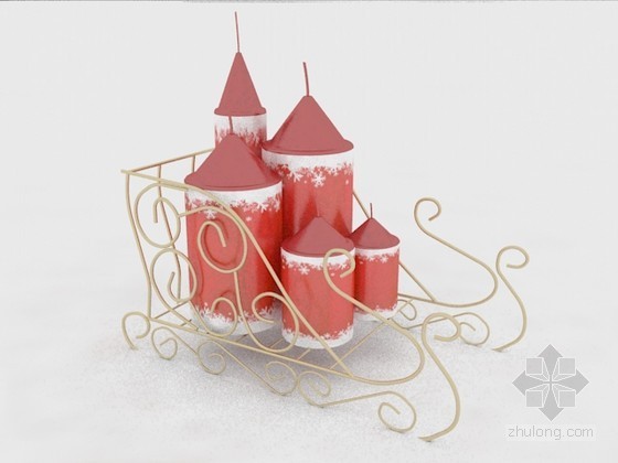 圣诞雪人3d模型下载资料下载-圣诞蜡烛组合