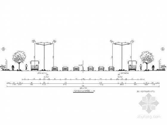 市政道路工程土建工程施工资料下载-红线宽50m市政道路照明工程设计图（7张）