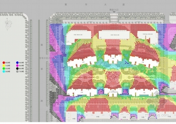 [安徽]某住宅区规划及单体设计方案文本-日照分析图