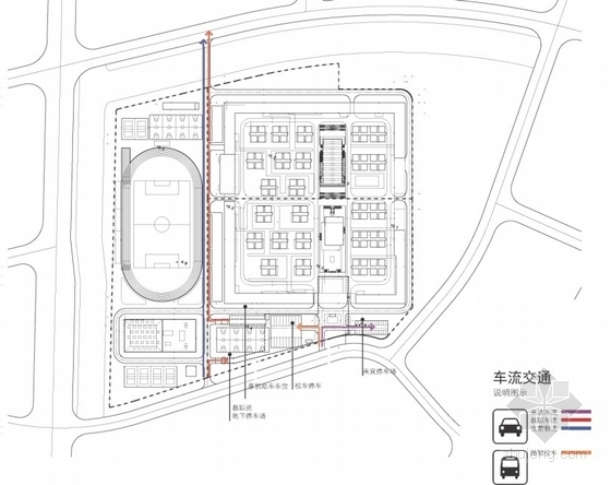 [上海]大型中学校区规划及单体设计方案文本-校区分析图