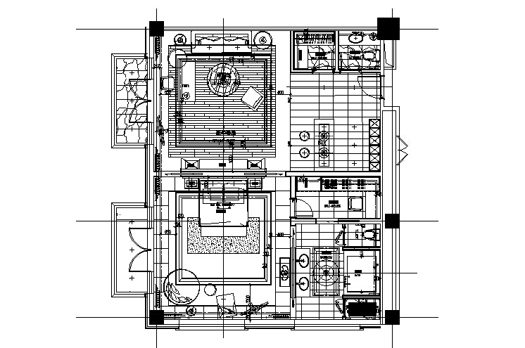 CCD-长白山威斯汀酒店客房全套施工图-A型豪华套房平面图