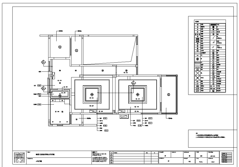 某西班牙风格住宅户型室内设计施工图-一层天花平面图