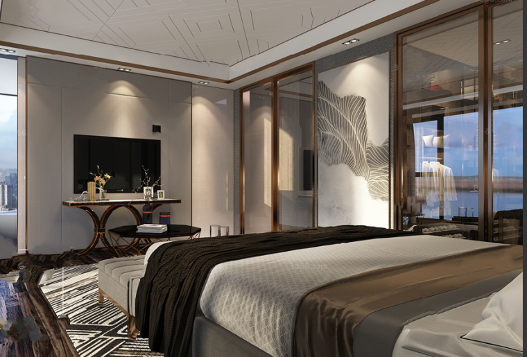 超现代卧室3D模型资料下载-10套后现代风格宾馆套房3D模型