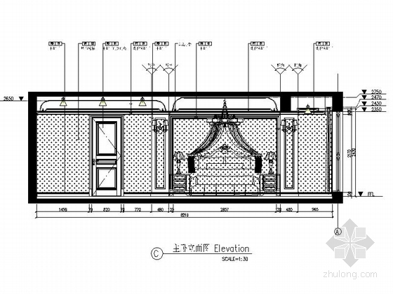[宁波]中央国际豪宅精品简欧风情三居室CAD装修施工图（含高清效果图）立面图