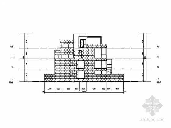 [四川]三层阶梯状别墅建筑施工图（含多套方案）-三层阶梯状别墅建筑立面图