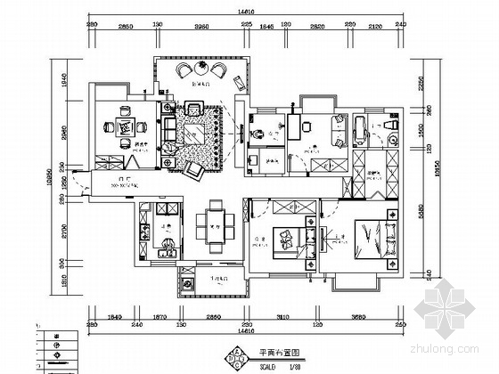 家装立面家具资料下载-[湖南]欧式奢华复古大户型家装施工图（含效果图）