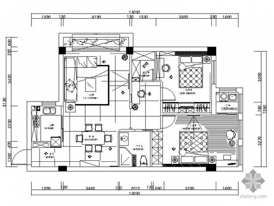 地中海二居室内装修方案资料下载-[温州]两居装饰方案图（含预算）
