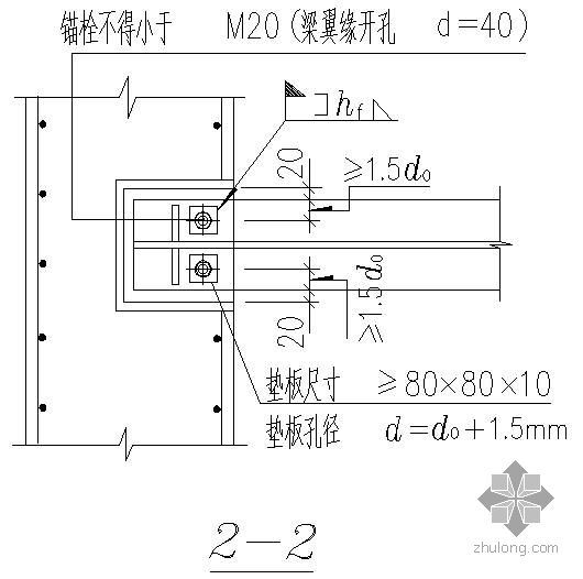 工字钢与墙连接资料下载-某钢梁与混凝土墙的铰接连接节点构造详图（二）