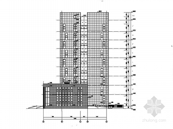 [安徽]九层石材外墙县级综合档案馆建筑施工图-九层石材外墙县级综合档案馆建筑立面图