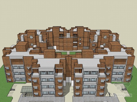 低层建筑概念方案资料下载-低层建筑SketchUp模型下载