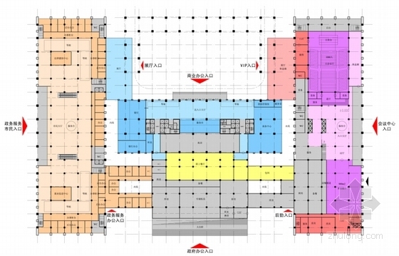 [陕西]超高层现代行政办公楼建筑设计方案文本-超高层现代行政办公楼建筑平面图