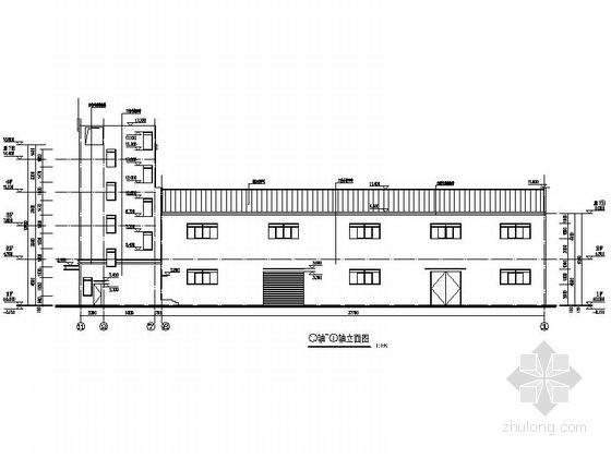 [湖南]现代风格包装装潢印刷厂建筑施工图-现代风格包装装潢印刷厂建筑立面图