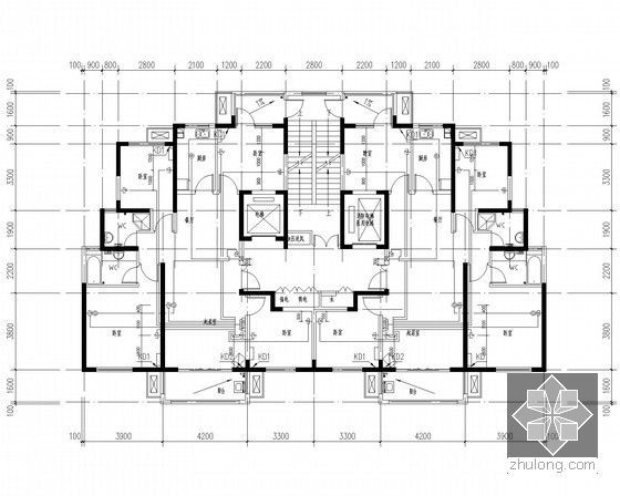 [江苏]小区高层住宅楼电气施工图全套图纸1133张-标准层弱电大样图