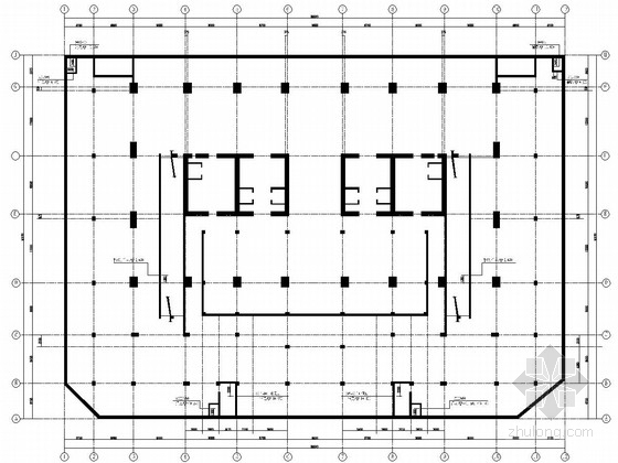 框筒结构办公楼结构施工图-地库夹层结构留洞图