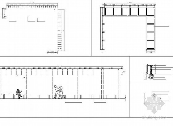 木质廊架cad施工资料下载-简易木质L型花架施工大样