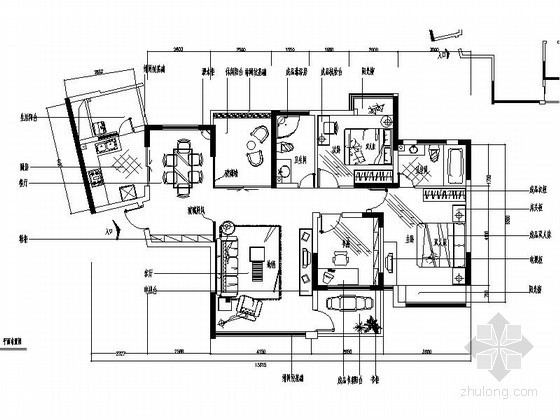 一个三居室的全套施工图资料下载-[重庆]三居室样板房施工图