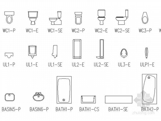 厨卫设施图块资料下载-门及卫浴标准CAD图块下载