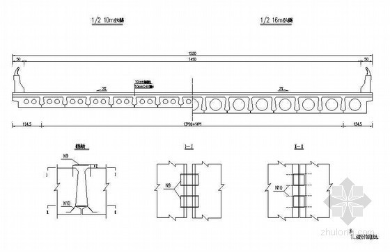 空心板上部结构图资料下载-简支空心板梁上部结构横断面节点详图设计