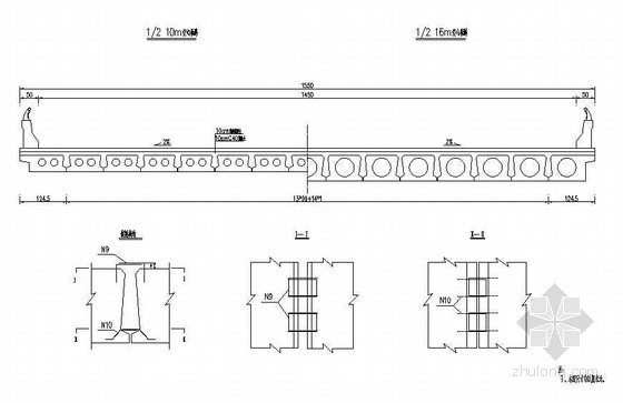 横断面结构cad资料下载-简支空心板梁上部结构横断面节点详图设计