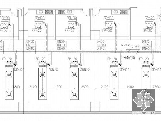 [唐山]超高层商业办公大厦空调通风设计施工图-空调水管布置大样