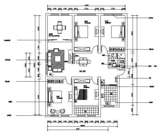 一整套茶室的设计资料下载-五室两厅装修图