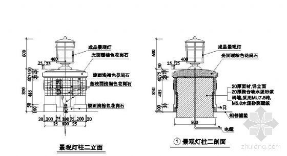 特色景观灯柱详图资料下载-三种景观灯做法详图