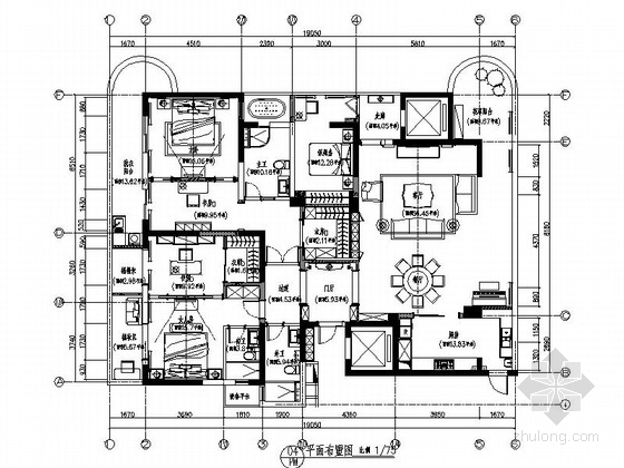 CAD顶棚设计资料下载-[南京]欧式小两居样板房室内设计CAD施工图