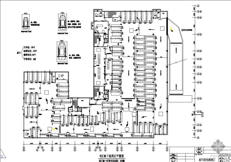 地下车库车道施工组织方案资料下载-地下车库车位划线图