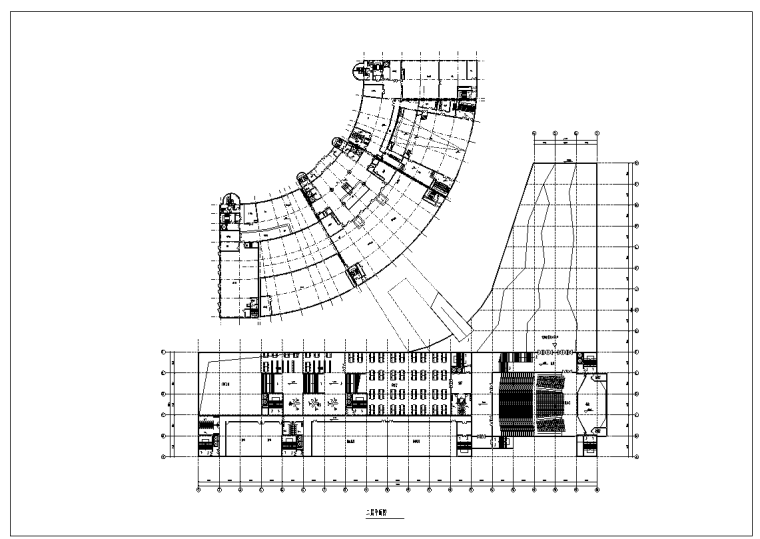 首都图书馆2至10层各层施工平面图-二层平面图