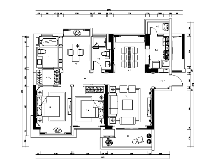 精品酒店古典风格资料下载-整套古典风格样板间设计CAD施工图（含效果图、3D文件）