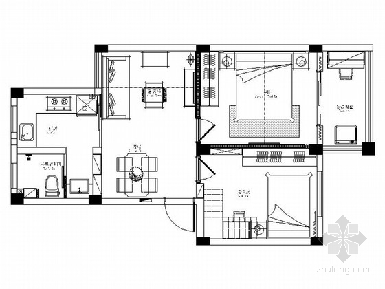 现代风格两居室方案资料下载-[安徽]精品现代风格两居室室内装修施工图（含效果）