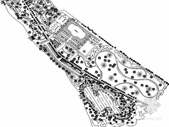 景观照明设计施工cad资料下载-某地狭长型公园绿化设计施工图