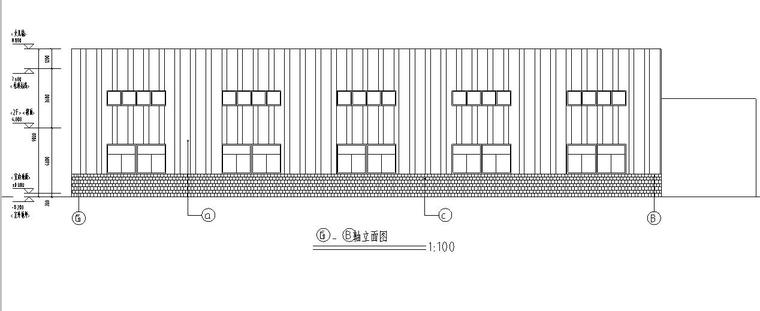 [宁夏]两层门钢结构4S汽车店建筑施工图（含全专业建筑图纸）-两层门钢结构4S汽车店建筑立面图