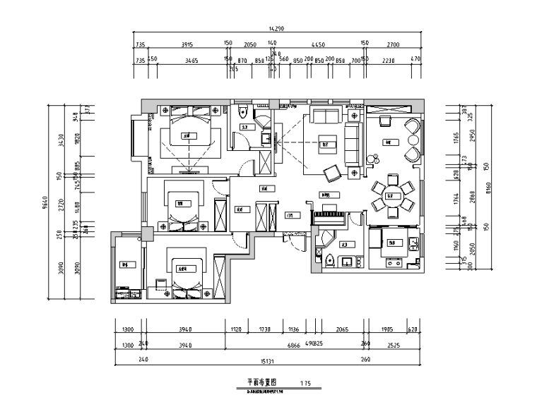现代风格合院住宅资料下载-美式现代风格三居室住宅设计施工图（附效果图）