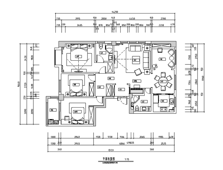 俄罗斯现代雅致住宅资料下载-美式现代风格三居室住宅设计施工图（附效果图）