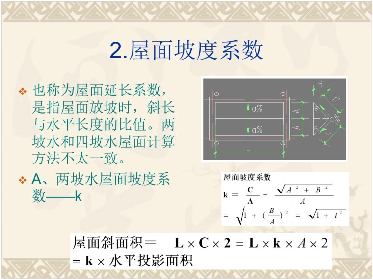 建筑工程施工图预算PPT课件-5、屋面坡度系数