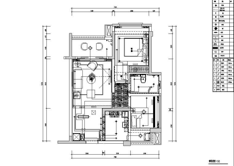 北欧风格二居室住宅设计施工图（附效果图+模型）-照明电路图