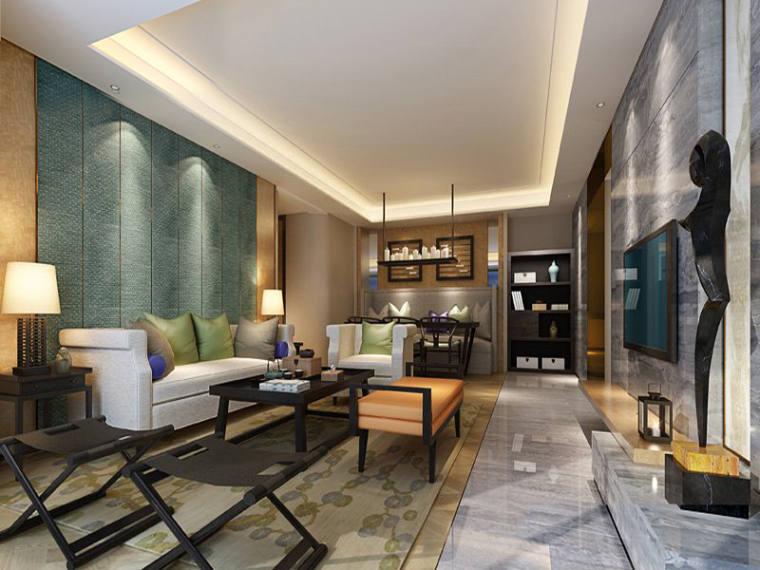 中式客厅装修平面图资料下载-时尚中式客厅3D模型下载
