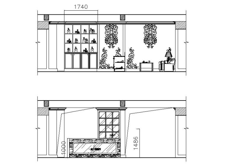 现代简约风格的大型理发会所设计施工图（含效果图）-现代简约风格的大型理发会所设计立面图