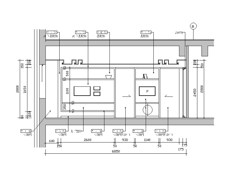 [广东]现代简约研究院办公室设计CAD施工图（含效果图）-【广东】现代简约研究院办公室设计CAD施工图（含效果图）立面图