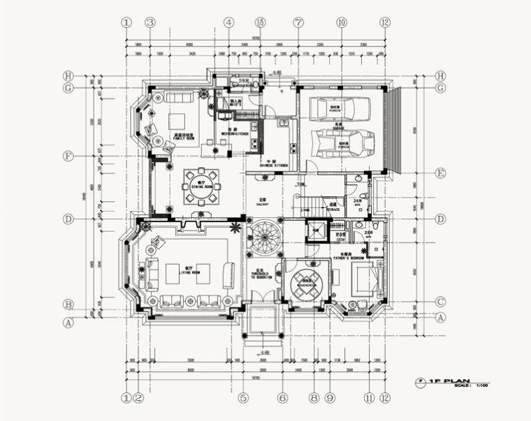 威尼斯城英式府邸豪宅室内装修效果图（18页）-一层平面布置图