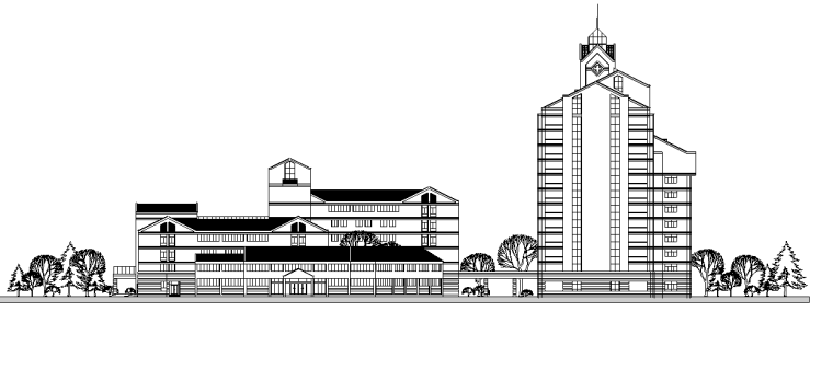绍兴人民医院规划及建筑方案设计施工图（56张）-东立面图
