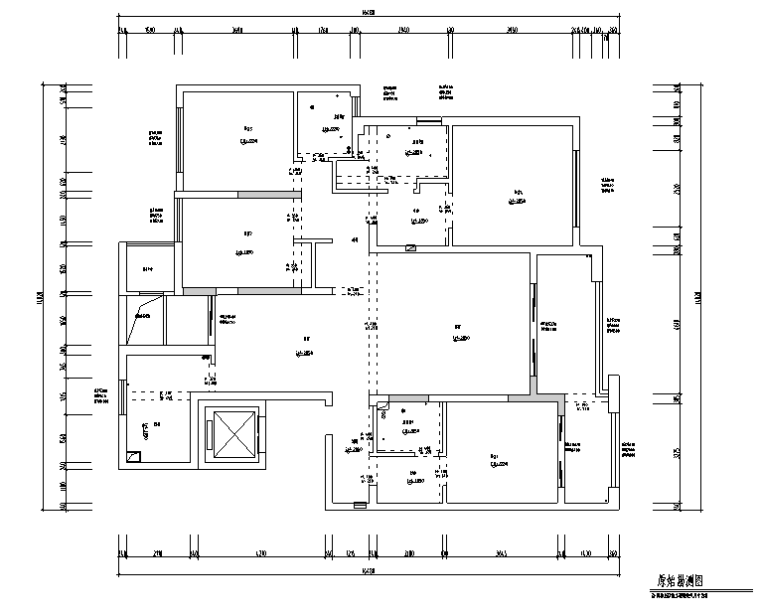 [江苏]英式田园风190平米住宅设计施工图（附效果图）-原始勘测图