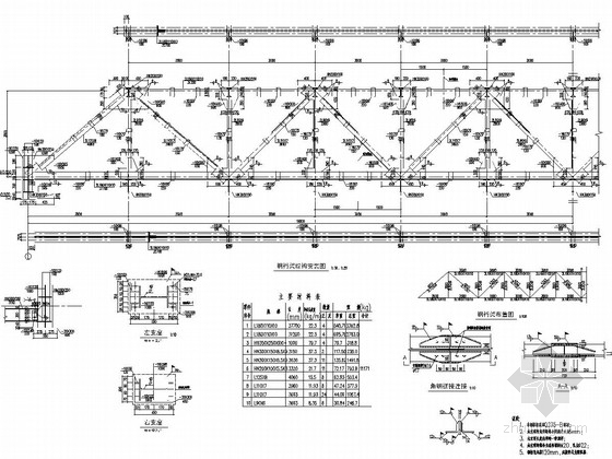 38米跨钢桁架结构跨河栈桥结构施工图-钢桁架结构安装图 