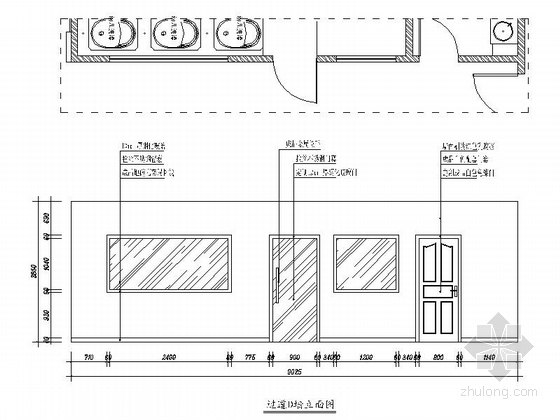 现代风格儿童游泳馆室内设计装修图过道立面图